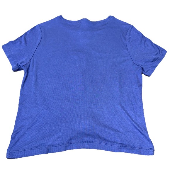 NWT Marine Layer Blue Lexi Ribbed Twist Front Knit Top Short Sleeve Women's L - Picture 3 of 6